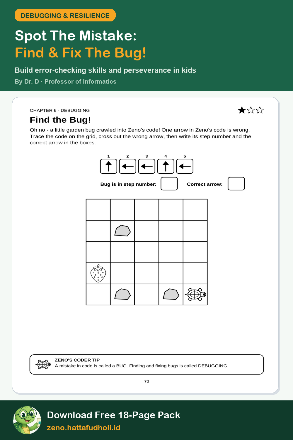 Arrow Coding Algorithms & Debugging Puzzles for Kids Printable Worksheet Preview